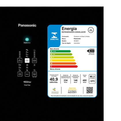 Imagem de Geladeira Panasonic  Frost Free 480L A+++ Black Glass - NR-BB71GVFB