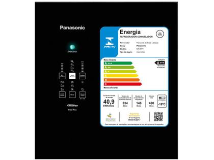 Imagem de Geladeira Panasonic  Frost Free 480L A+++ Black Glass - NR-BB71GVFB