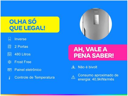 Imagem de Geladeira Panasonic Frost Free 480l Aço Escovado NR-BB71PVFXA - 110V