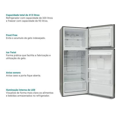 Imagem de Geladeira Philco 413 Litros Top Mounted Duplex Inox PRF501TI 127V