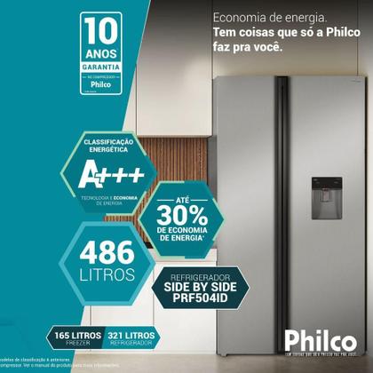Imagem de Geladeira Philco Frost Free Side by Side 486L Inverter Inox
