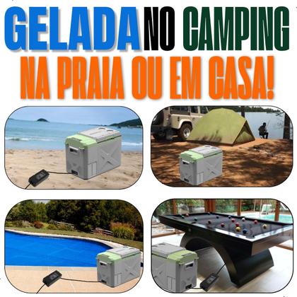Imagem de Geladeira Portatil 25lts 12v Digital Lancha C/ Fonte 110/220