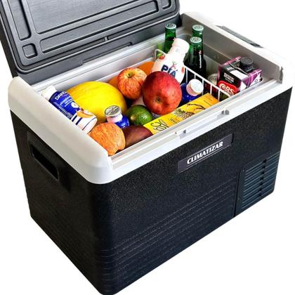 Imagem de Geladeira portátil climatizar 50 litros 12v 24v 110v 220v bluetooth usb - caminhão camping