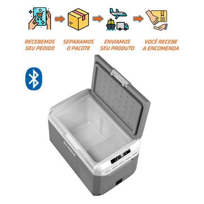 Imagem de Geladeira Portátil Elber 20L Elber 12v 24V com fonte 110v 220v Bluetooth Ipx4