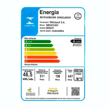 Imagem de Geladeira Refrigerador Brastemp 447 Litros Inverse Frost Free BRE57FK