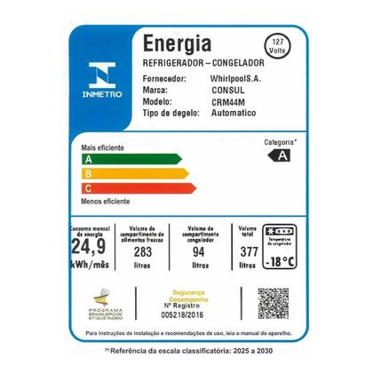 Imagem de Geladeira/Refrigerador Brastemp CRM44MK 377 Litros - Frost Free, 2 Portas, Inox