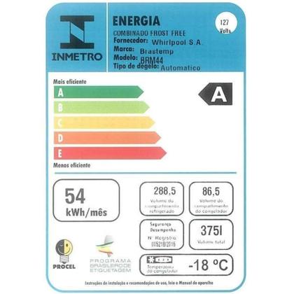 Imagem de Geladeira/Refrigerador Brastemp Duplex 375L BRM44HB  Frost Free, 2 Portas, Compartimento Extrafrio Fresh Zone, Branco,