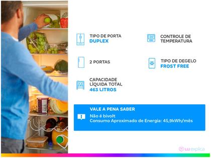 Imagem de Geladeira/Refrigerador Brastemp Frost Free Duplex Branca 463L BRM55FB