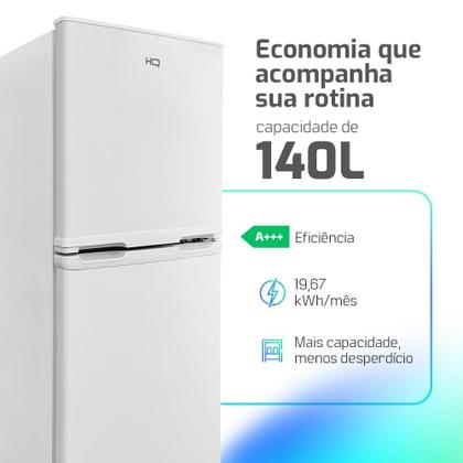 Imagem de Geladeira Refrigerador Compacto HQ 140L Duplex Defrost, Baixo Consumo A+++ Branco HQ-140RDF