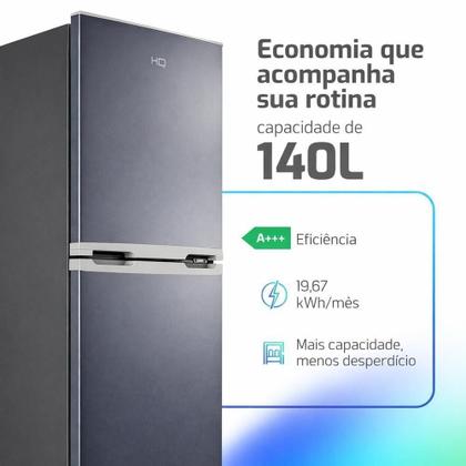 Imagem de Geladeira Refrigerador Compacto HQ 140L Duplex Defrost, Baixo Consumo A+++ Cinza HQ-140RDF-CZ 110V