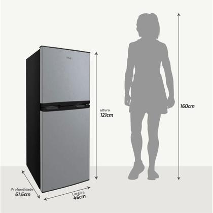 Imagem de Geladeira Refrigerador Compacto HQ 140L Duplex Defrost, Baixo Consumo A+++ Preto/Cinza HQ-140RDF 110V
