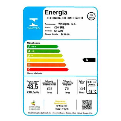 Imagem de Geladeira/Refrigerador Consul 334 Litros CRD37E - Cycle Defrost Duplex, 2 Portas,Freezer com Supercapacidade, Branco,