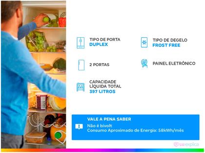Imagem de Geladeira/Refrigerador Consul 397 Litros CRE44AB, Frost Free, Controle Externo, Freezer Inverse, Branco