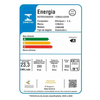 Imagem de Geladeira/Refrigerador Consul CRM40MK 333 Litros - Frost Free, 2 Portas, Inox