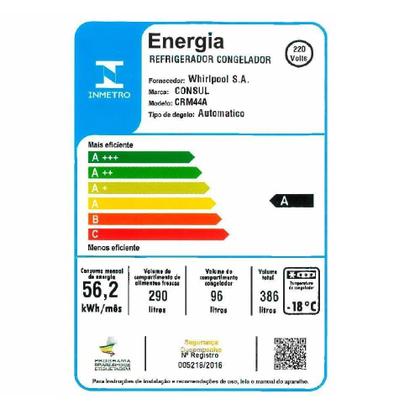 Imagem de Geladeira/Refrigerador Consul CRM44AK  Frost Free, 2 Portas, Função Turbo, Inox