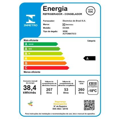 Imagem de Geladeira / Refrigerador Duplex Cycle Defrost Electrolux DC35A, 260 litros, Branca