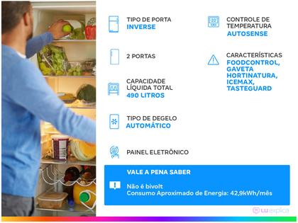 Imagem de Geladeira/Refrigerador Electrolux Frost Free Inverse Branca 490L Efficient AutoSense IB7