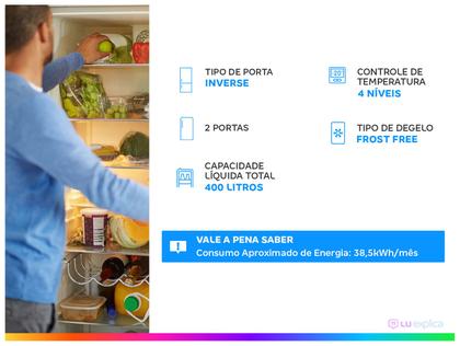 Imagem de Geladeira/Refrigerador Electrolux Frost Free Inverse Branco 400L Efficient IB6 Bivolt