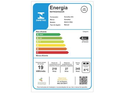 Imagem de Geladeira/Refrigerador Esmaltec Branca 245L ROC31 PRO