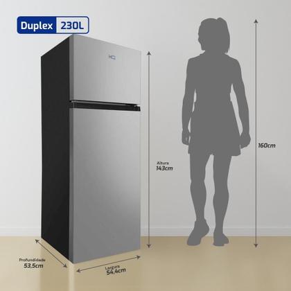 Imagem de Geladeira Refrigerador HQ 230 Litros Duplex Defrost, Baixo Consumo A+++ Preto/Cinza HQ-230RDFS