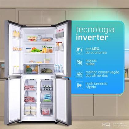 Imagem de Geladeira Refrigerador HQ Frost Free Inverter Multidoor 426 Litros Cinza HQ-426MDFF