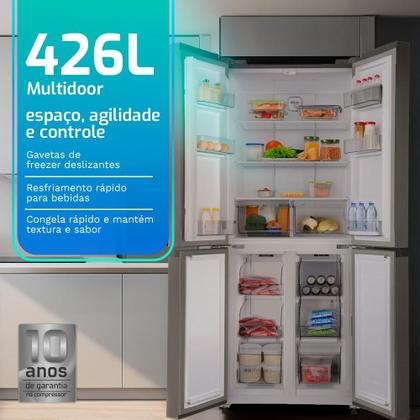 Imagem de Geladeira Refrigerador HQ Frost Free Inverter Multidoor 426 Litros Inox HQ-426MDFF