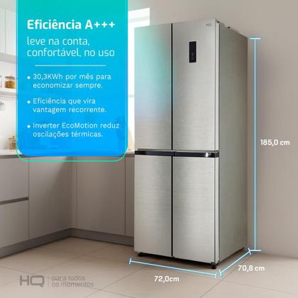 Imagem de Geladeira Refrigerador HQ Frost Free Inverter Multidoor 426 Litros Inox HQ-426MDFF