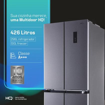 Imagem de Geladeira Refrigerador HQ Frost Free Inverter Multidoor 426 Litros Prata HQ-426MDFF