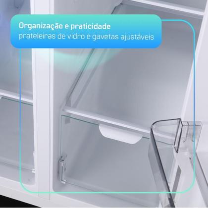 Imagem de Geladeira Refrigerador HQ Frost Free Side by Side 460 Litros Cinza HQ-460SBSFF 127V