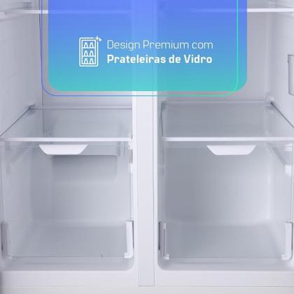 Imagem de Geladeira Refrigerador HQ Frost Free Side By Side 460 Litros Cinza HQ-460SBSFF 220V