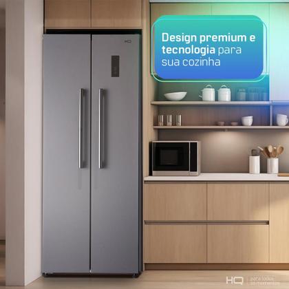 Imagem de Geladeira Refrigerador HQ Frost Free Side By Side 460 Litros Cinza HQ-460SBSFF