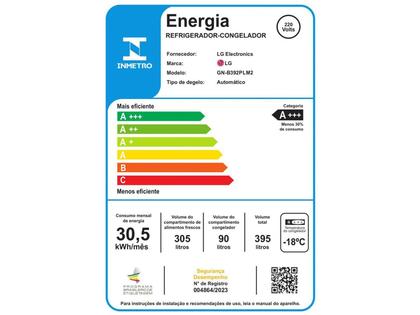 Imagem de Geladeira/Refrigerador LG 395L Inox GN-B392PLMB