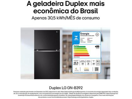 Geladeira/Refrigerador LG Frost Free Black 395L - Duplex GN-B392PXG Compressor Inverter Imagem de Geladeira/Refrigerador LG Frost Free Black 395L
