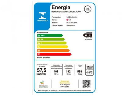 Imagem de Geladeira/Refrigerador LG Frost Free Side by Side 598L com Dispenser de Água GC-X257C