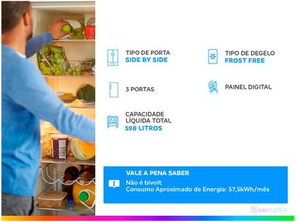 Imagem de Geladeira/Refrigerador LG Frost Free Side by Side 598L com Dispenser de Água GC-X257C