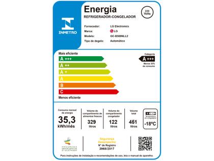 Geladeira/Refrigerador LG Frost Free Smart Inverse Prata 451L Inox Look GC-B569NLLM.APZFSBS Imagem de Geladeira/Refrigerador LG Frost Free Smart Inverse Prata 451L Inox Look GC-B569NLLM.APZFSBS