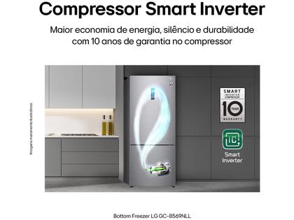 Geladeira/Refrigerador LG Frost Free Smart Inverse Prata 451L Inox Look GC-B569NLLM.APZFSBS Imagem de Geladeira/Refrigerador LG Frost Free Smart Inverse Prata 451L Inox Look GC-B569NLLM.APZFSBS