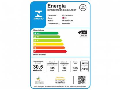 Imagem de Geladeira Refrigerador LG Top Freezer 395L Frost Free Duplex Inverter