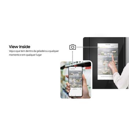 Imagem de Geladeira Samsung Family Hub French Door RF27 com Soundbar com Dispenser de Água e Gelo 564L Black Inox