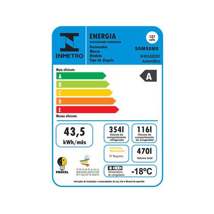 Imagem de Geladeira Samsung RF49A Inverter Frost Free 3 Portas com Dispenser de Água 470L Inox Look