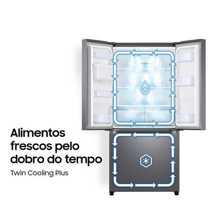 Imagem de Geladeira Samsung RF49A Inverter Frost Free 3 Portas com Dispenser de Água 470L Inox Look