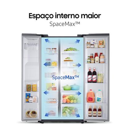 Imagem de Geladeira Samsung RS60 Side by Side com All Around Cooling e SpaceMax 602L Inox Look