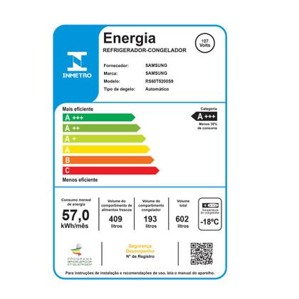 Imagem de Geladeira Samsung RS60 Side by Side com All Around Cooling e SpaceMax 602L Inox Look
