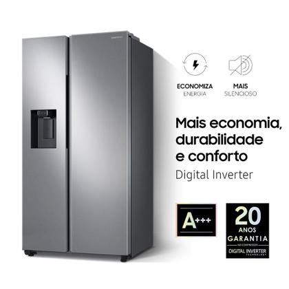Imagem de Geladeira Samsung RS60 Side by Side com All Around Cooling e SpaceMax 602L Inox Look