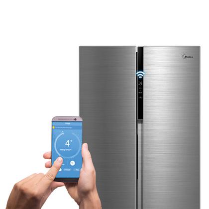 Imagem de Geladeira Side By Side 442L Inverter Cor Inox Conectada Midea