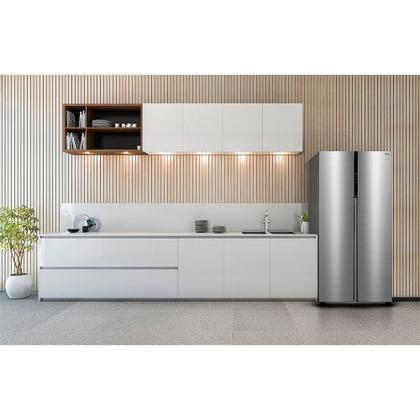 Imagem de Geladeira Side By Side 442L Inverter Cor Inox Conectada Midea