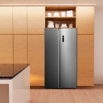 Imagem de Geladeira Side by Side 511L Inverter Cor Inox Conectada Midea