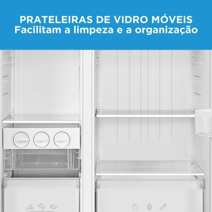 Imagem de Geladeira Side by Side 511L Inverter Cor Inox Conectada Midea