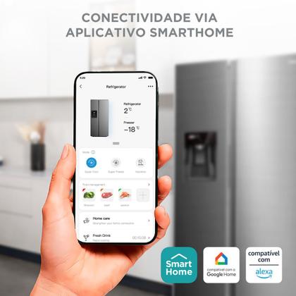 Imagem de Geladeira Side by Side 570L Dispenser Água e Gelo Inverter cor Inox Midea
