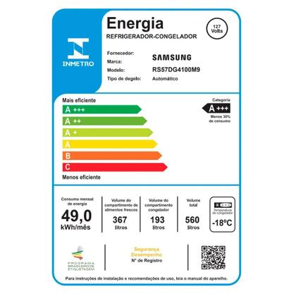 Imagem de Geladeira Side by Side RS57 SmartThings Inox com Dispenser de Água, AI Energy Mode e SpaceMax 560 Litros Samsung